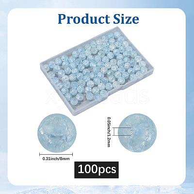 2Strands Crackle Glass Beads Strands GLAA-LT0001-01B-1