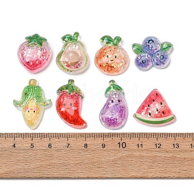 Glitter Transparent Resin Cabochons RE-CBAE980-05-1