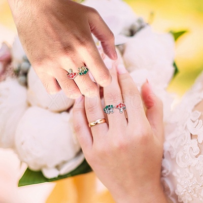 Frog & Mushroom Alloy Open Cuff Ring for Women JR943A-1