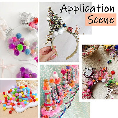 120Pcs 6 Colors Sequin Polypropylene Fiber Silk Pompom Ball FIND-SC0019-69-1