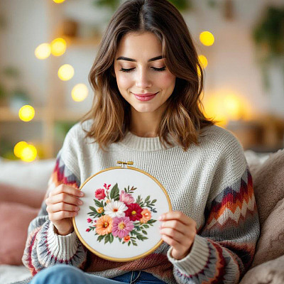 2Pcs Plastic Imitation Bamboo Cross Stitch Embroidery Hoops FIND-TADJ0001-03-1