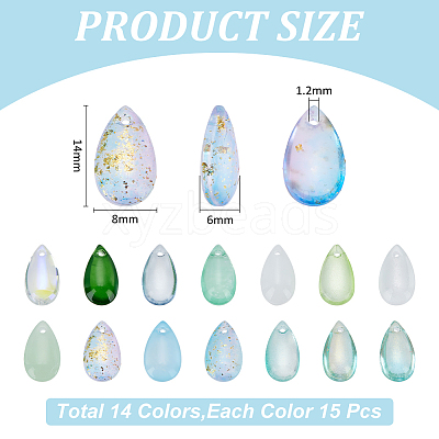 210Pcs 14 Styles Glass Charms FIND-WR0012-05-1