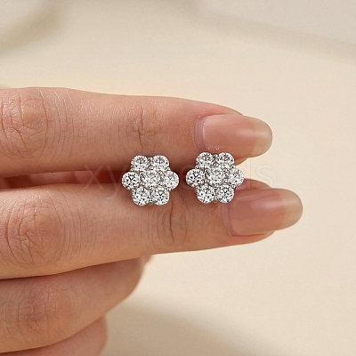 925 Sterling Silver Pave Moissanite Stud Earrings for Women SX7074-2-1