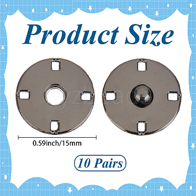 10Pairs Alloy Snap Buttons FIND-CY0001-53B-1