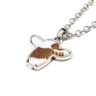 Zinc Alloy with Leather Pendant Necklces NJEW-Z034-01C-P-1
