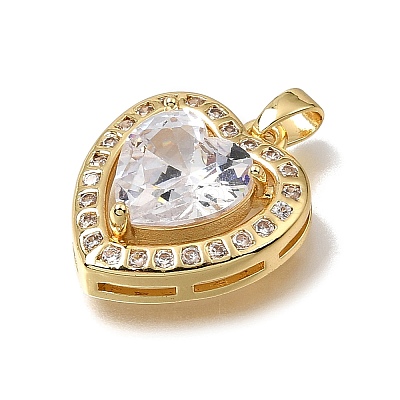 Brass Micro Pave Clear Cubic Zirconia Pendants CU-CBAA556-11A-1