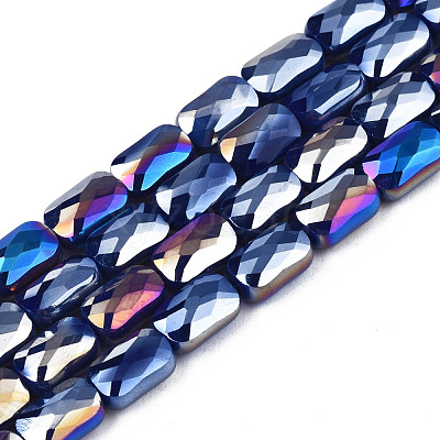Electroplate Opaque Solid Color Glass Beads Strands EGLA-N002-25-B-1