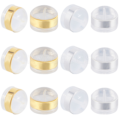 20Pcs 2 Colors Brass Rings Silicone Ear Nuts SIL-BBC0001-03-1