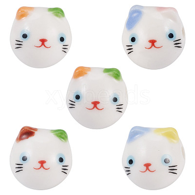 5Pcs Printed Handmade Porcelain Ceramic Beads PORC-TADJ0001-02-1