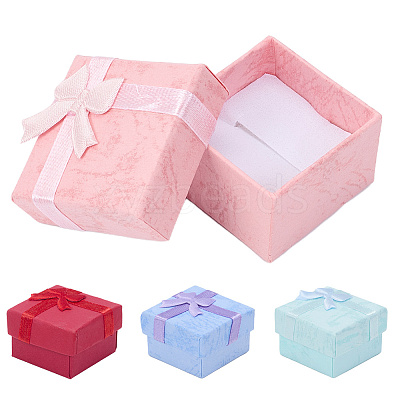 24Pcs 4 Colors Valentines Day Presents Packages Cardboard Ring Boxes CBOX-SP0001-02-1