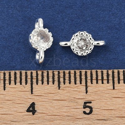 Brass Cubic Zirconia Flat Round Connector Charms KK-H204-02S-04-1