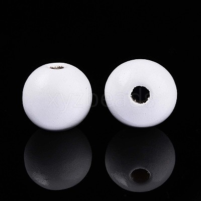 Spray Painted Round Natural Schima Wood Beads WOOD-A018-14mm-30-1