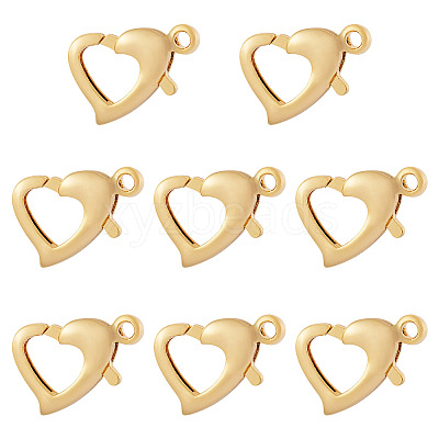8Pcs Brass Heart Lobster Claw Clasps KK-TA0002-69-1