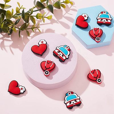 9Pcs 3 Style Hospital Theme Food Grade Eco-Friendly Silicone Focal Beads SIL-CA0001-35-1
