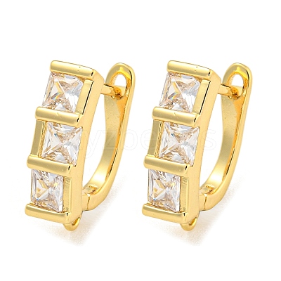 Rack Plating Brass Micro Pave Cubic Zirconia Hoop Earring Findings EJEW-C102-22G-1