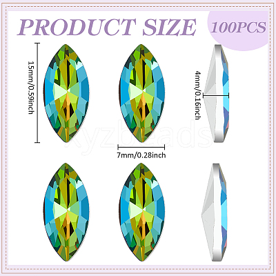 100Pcs Glass Rhinestone Cabochons RGLA-FG0001-25A-1