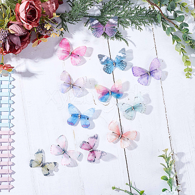 24Pcs 2Bags Cloth Butterfly Alligator Hair Clip FIND-CP0002-49B-1