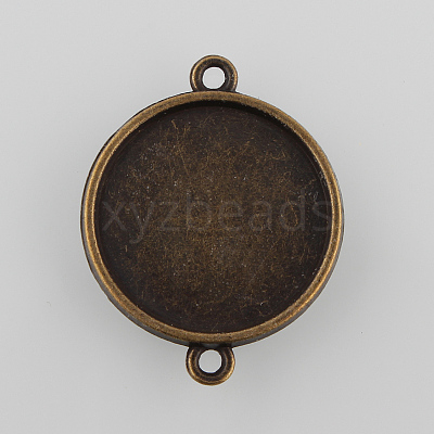 Flat Round Two-Sided Alloy Cabochon Connector Settings X-PALLOY-N0087-05AB-NF-1
