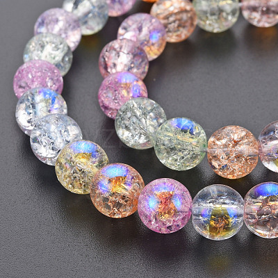 Electroplate Crackle Glass Bead Strands GLAA-S192-C-008B-1