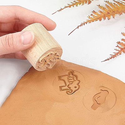 Wood Wax Seal Stamp AJEW-WH0122-014-1