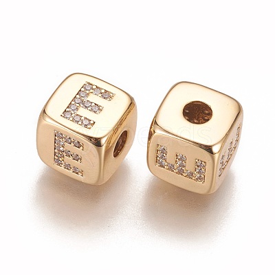 Brass Micro Pave Cubic Zirconia Beads KK-K238-16G-E-1