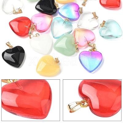 18Pcs 9 Colors Spray Painted Glass Pendants GLAA-YW0004-31-1