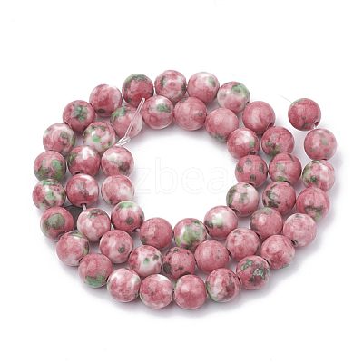 Dyed Natural Ocean White Jade Round Bead Strands G-R295-6mm-12-1