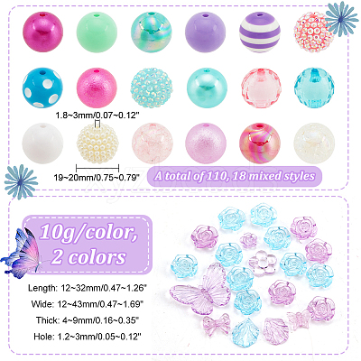 20 Style Mixed Style Acrylic Beads Sets OACR-PH0004-07-1