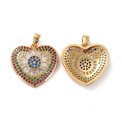 Brass Micro Pave Cubic Zirconia Pendants ZIRC-P092-037G-RS-1