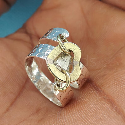 Hammered Alloy Finger Link Rings for Women FS-WG9B92C-02-1