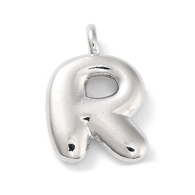 Rack Plating Brass Balloon Letter Pendants KK-C050-01P-R-1