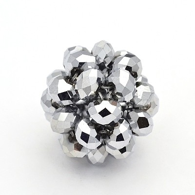 Electroplate Glass Round Woven Beads X-GLAA-A034-4mm-C05-1