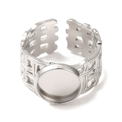 Woven Bezel 304 Stainless Steel Cuff Ring Components SA-CBAD8FA-01P-02-1