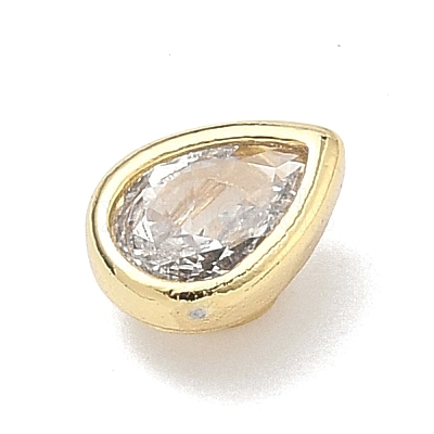 Teardrop Brass Micro Pave Cubic Zirconia Cabochons KK-P345-13G-B02-1