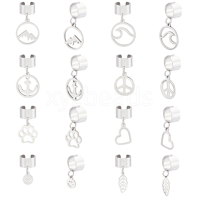 8 Pairs 8 Styles 304 Stainless Steel Cuff Earings EJEW-UN00005-1