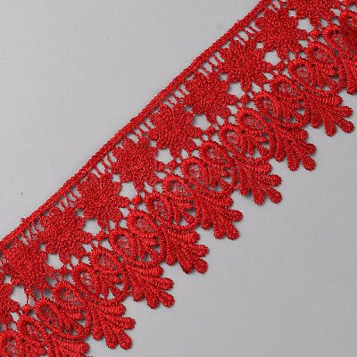 Polyester Flower Lace Ribbon OCOR-WH0078-102C-1