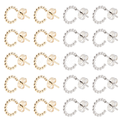10 Pairs 2 Style 304 Stainless Steel Half Hoop Earrings EJEW-DC0001-02-1