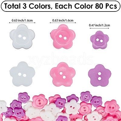 240Pcs 3 Styles Acrylic Sewing Buttons for Costume Design BUTT-DJ0001-11-1