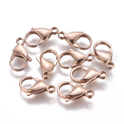 Ion Plating(IP) 304 Stainless Steel Lobster Claw Clasps STAS-F224-04RG-1