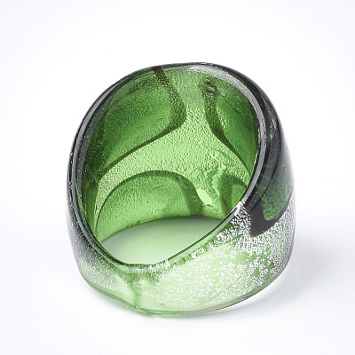 Handmade Silver Foil Lampwork Wide Band Rings RJEW-Q150-M11-B-1-1