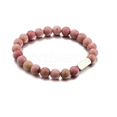 Natural Rhodonite Round Beaded Stretch Bracelet LS-PW-WG80752-10-1