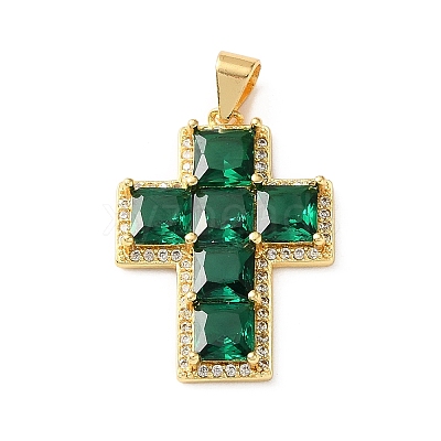 Brass Pave Cubic Zirconia Pendants CU-CBA03AF-17G-02-1