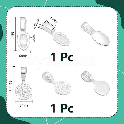 2Pcs 2 Style 925 Sterling Silver Pinch Bails STER-NB0001-14-1
