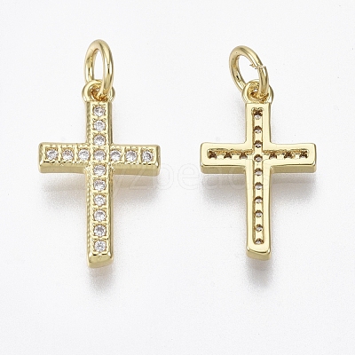 Brass Micro Pave Cubic Zirconia Charms ZIRC-R109-024A-G-NF-1