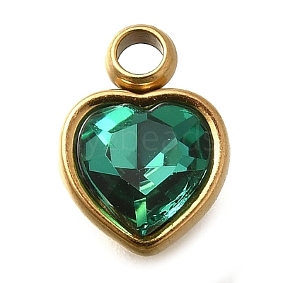 304 Stainless Steel with Rhinestone Pendants X-STAS-Q346-01G-08-1