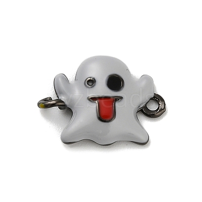 Halloween Brass Light Grey Enamel Connector Charms KK-F915-04A-B-1
