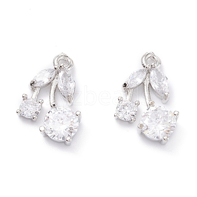 Rack Plating Brass Cubic Zirconia Charms ZIRC-C026-13P-1