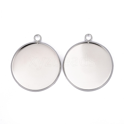304 Stainless Steel Pendant Cabochon Settings STAS-F191-14S-I-1