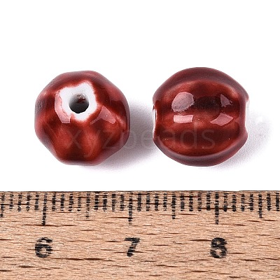 Vintage Porcelain Corrugated Beads PORC-N013-11P-1