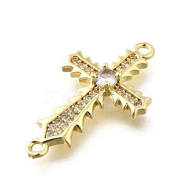 Brass Pave Clear Cubic Zirconia Religion Connector Charms KK-Q066-14G-1